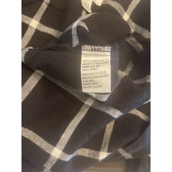 VTG Talbots Womens Plaid Linen Button Down Shirt Sz 10P Black Coastal Classic - Picture 12 of 12